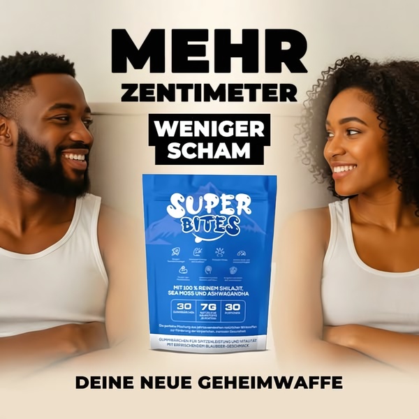 A square ad creative featuring a smiling couple framing the product pouch with bold benefit-driven text to capture immediate attention.